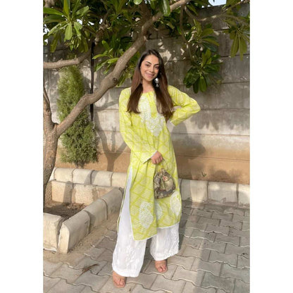 House of Chikankari Elham Chikankari Mulmul Straight Kurta