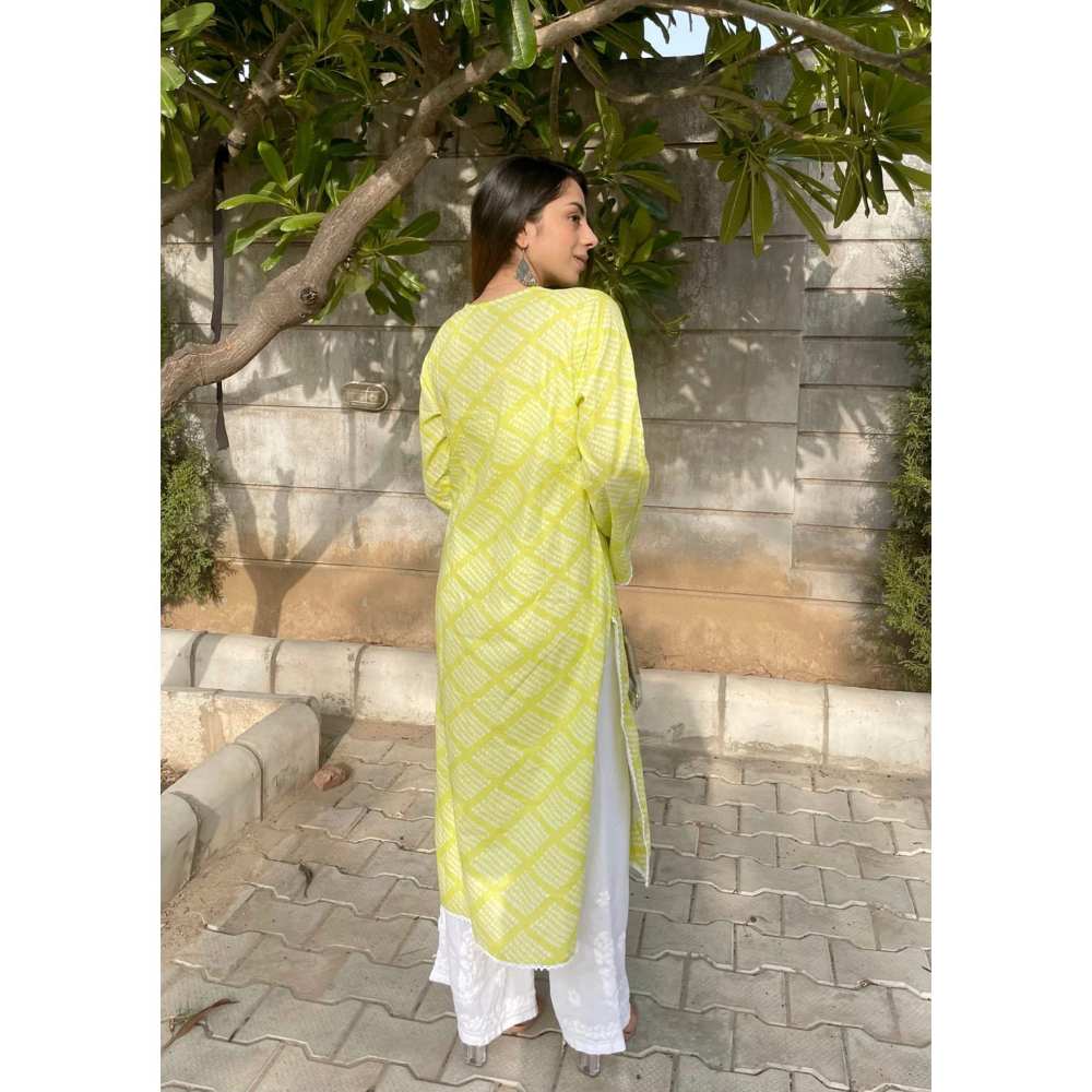 House of Chikankari Elham Chikankari Mulmul Straight Kurta
