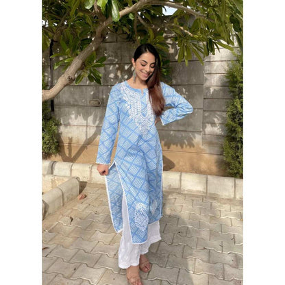 House of Chikankari Elham Chikankari Mulmul Straight Kurta