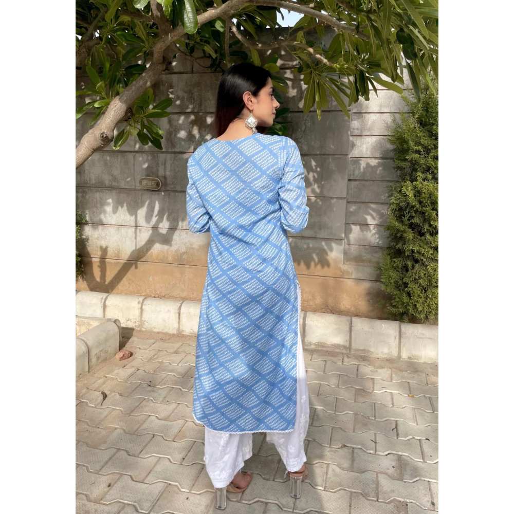 House of Chikankari Elham Chikankari Mulmul Straight Kurta