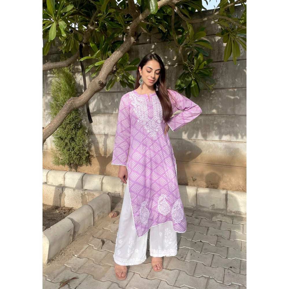 House of Chikankari Elham Chikankari Mulmul Straight Kurta