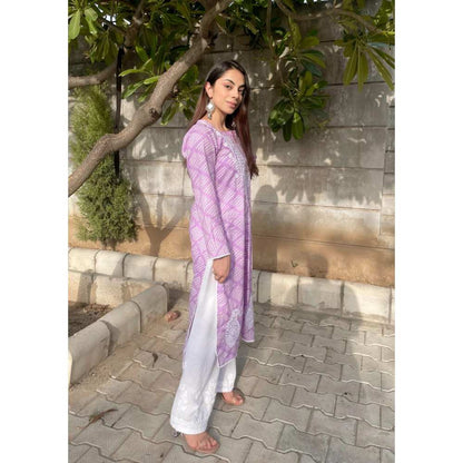 House of Chikankari Elham Chikankari Mulmul Straight Kurta