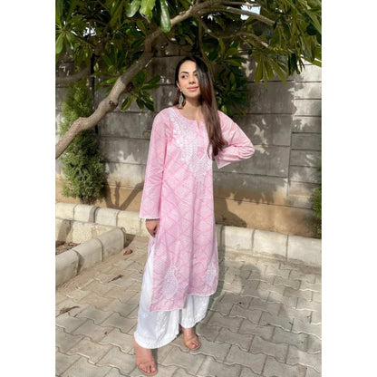House of Chikankari Elham Chikankari Mulmul Straight Kurta