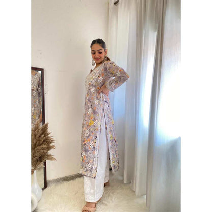 House of Chikankari Zarah Chikankari Mulmul Straight Kurta