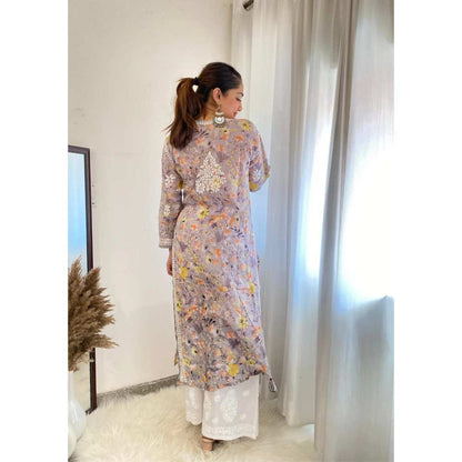 House of Chikankari Zarah Chikankari Mulmul Straight Kurta