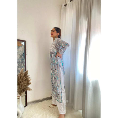 House of Chikankari Zarah Chikankari Mulmul Straight Kurta