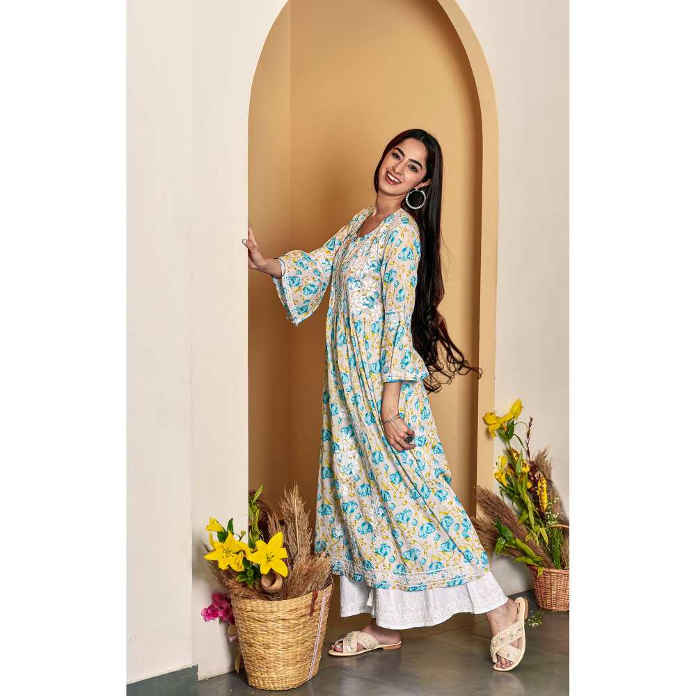 House of Chikankari Tara Chikankari Mulmul A-Line Kurta