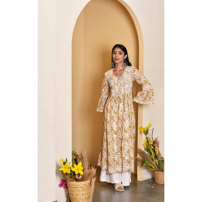 House of Chikankari Tara Chikankari Mulmul A-Line Kurta