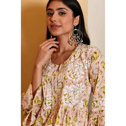 House of Chikankari Tara Chikankari Mulmul A-Line Kurta