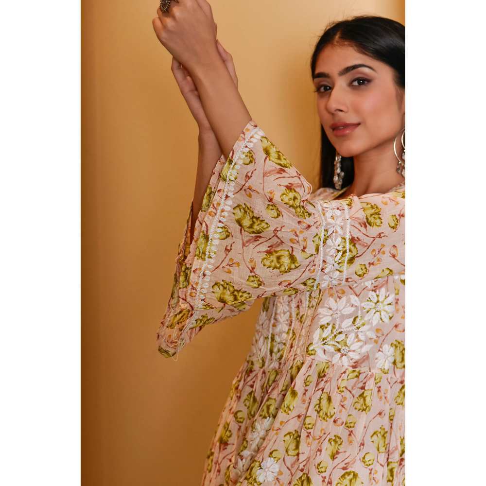 House of Chikankari Tara Chikankari Mulmul A-Line Kurta