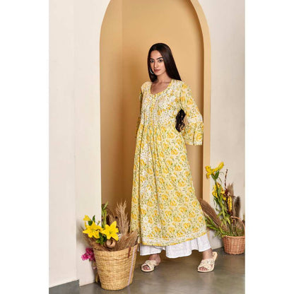 House of Chikankari Tara Chikankari Mulmul A-Line Kurta