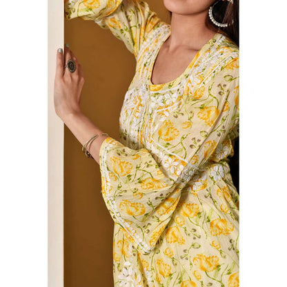 House of Chikankari Tara Chikankari Mulmul A-Line Kurta