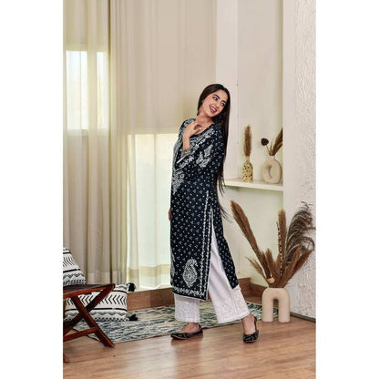 House of Chikankari Naji Chikankari Mulmul Straight Kurta
