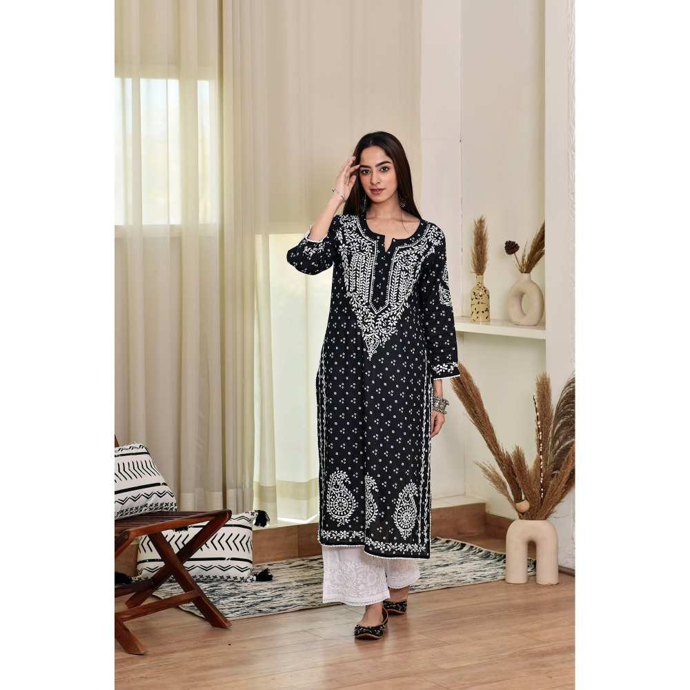 House of Chikankari Naji Chikankari Mulmul Straight Kurta