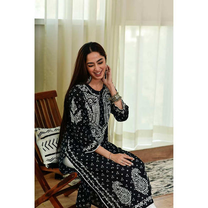 House of Chikankari Naji Chikankari Mulmul Straight Kurta
