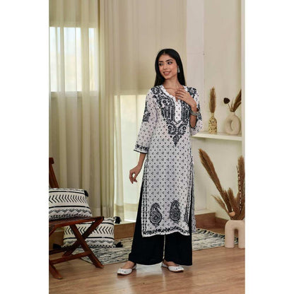 House of Chikankari Naji Chikankari Mulmul Straight Kurta