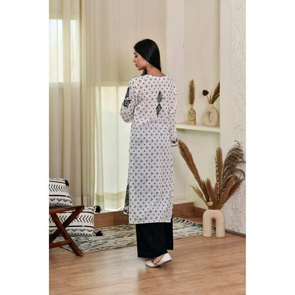 House of Chikankari Naji Chikankari Mulmul Straight Kurta