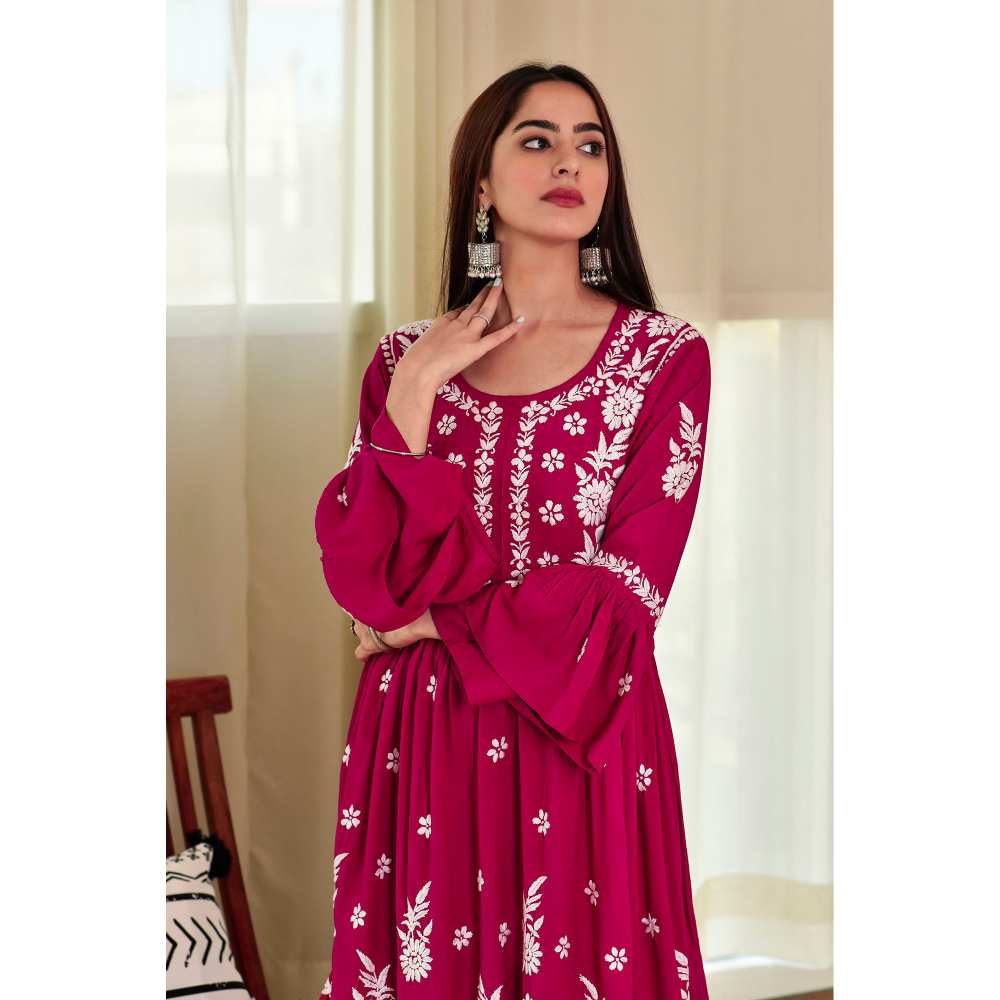 House of Chikankari Zaidah Chikankari Rayon Gharara (Set of 2)