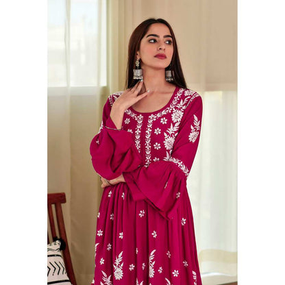 House of Chikankari Zaidah Chikankari Rayon Gharara (Set of 2)