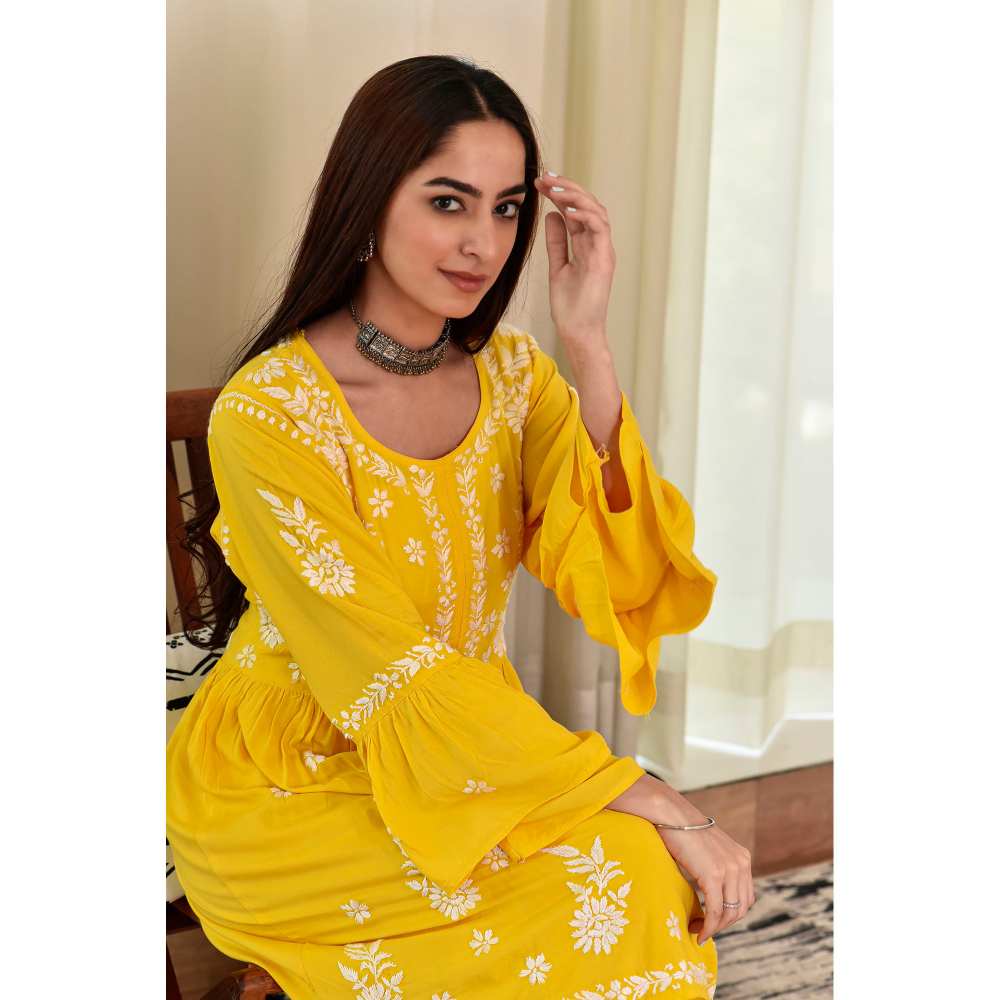 House of Chikankari Zaidah Chikankari Rayon Gharara (Set of 2)