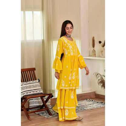 House of Chikankari Zaidah Chikankari Rayon Gharara (Set of 2)