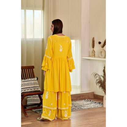 House of Chikankari Zaidah Chikankari Rayon Gharara (Set of 2)