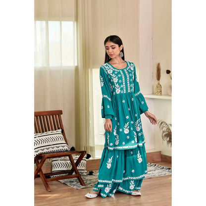 House of Chikankari Zaidah Chikankari Rayon Gharara (Set of 2)