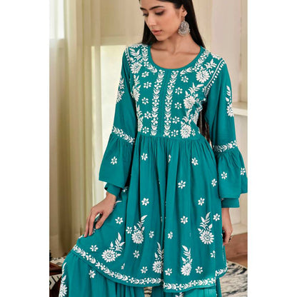 House of Chikankari Zaidah Chikankari Rayon Gharara (Set of 2)
