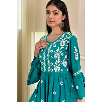 House of Chikankari Zaidah Chikankari Rayon Gharara (Set of 2)