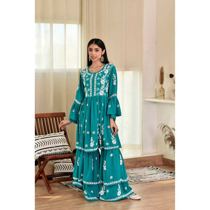 House of Chikankari Zaidah Chikankari Rayon Gharara (Set of 2)
