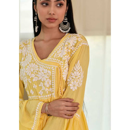 House of Chikankari Husaina Chikankari Modal Angrakha Dhoti (Set of 2)