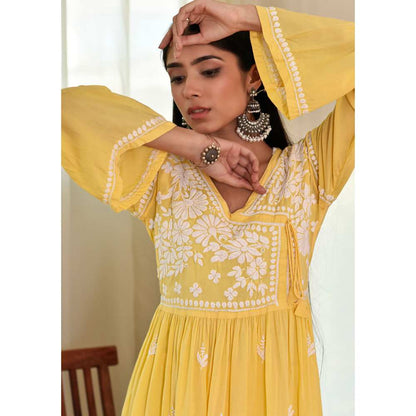 House of Chikankari Husaina Chikankari Modal Angrakha Dhoti (Set of 2)