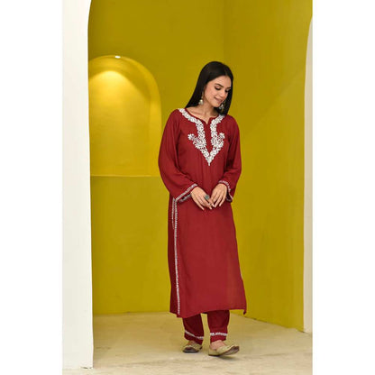 House of Chikankari Yamama Chikankari Rayon Kurta (Set of 2)