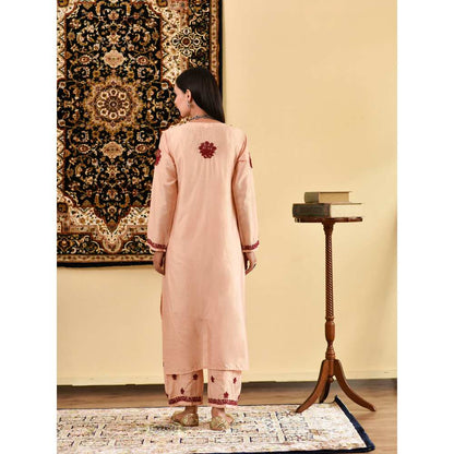 House of Chikankari Nihal Chikankari Chanderi Straight Kurta (Set of 3)