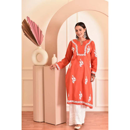 House of Chikankari Faiza Chikankari Cotton A-Line Kurta