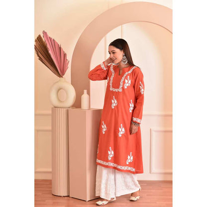 House of Chikankari Faiza Chikankari Cotton A-Line Kurta