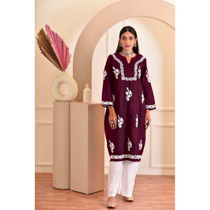 House of Chikankari Faiza Chikankari Cotton A-Line Kurta