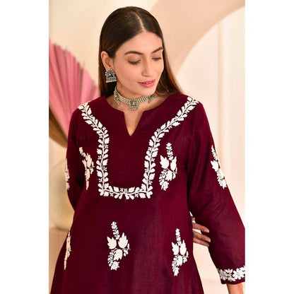 House of Chikankari Faiza Chikankari Cotton A-Line Kurta