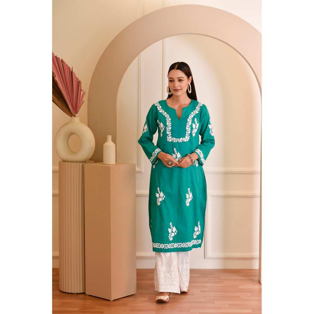 House of Chikankari Faiza Chikankari Cotton A-Line Kurta