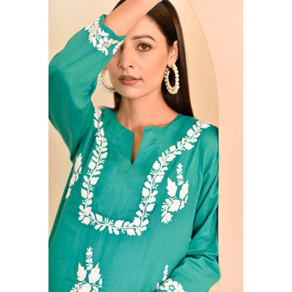 House of Chikankari Faiza Chikankari Cotton A-Line Kurta