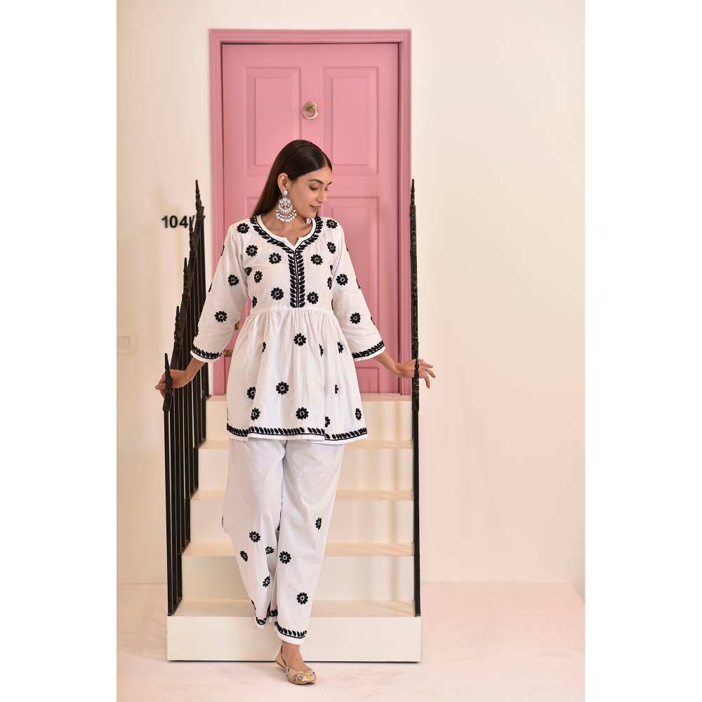House of Chikankari Rida Chikankari Cotton Short Palazzo (Set of 2)