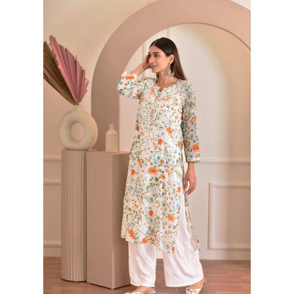 House of Chikankari Zeina Chikankari Mulmul Straight Kurta