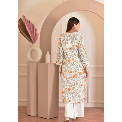 House of Chikankari Zeina Chikankari Mulmul Straight Kurta