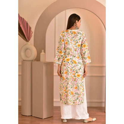 House of Chikankari Zeina Chikankari Mulmul Straight Kurta