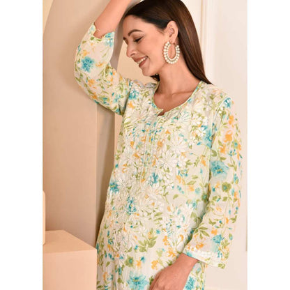 House of Chikankari Zeina Chikankari Mulmul Straight Kurta