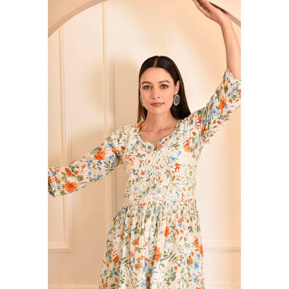 House of Chikankari Zeina Chikankari Mulmul Gharara (Set of 2)