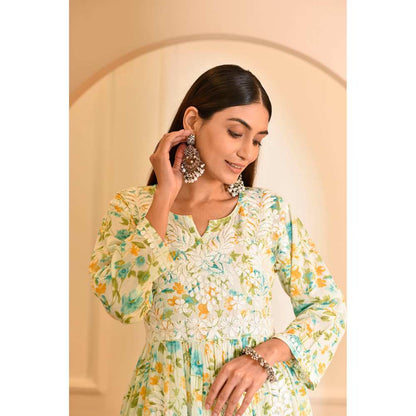 House of Chikankari Zeina Chikankari Mulmul Gharara (Set of 2)