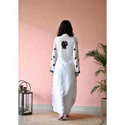House of Chikankari Safa Chikankari Muslin A-Line Kurta - White
