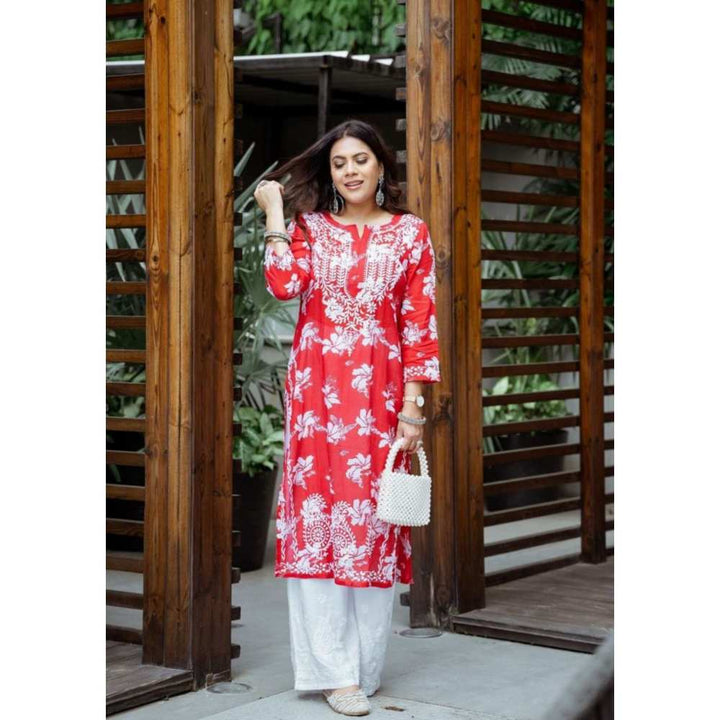 House Of Chikankari Tamara Chikankari Mulmul Straight Kurta