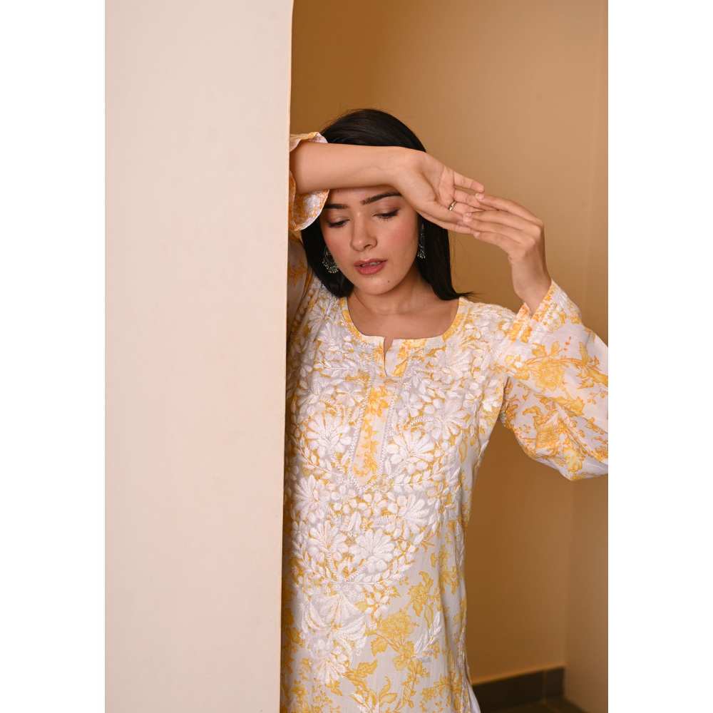 House Of Chikankari Fabiha Chikankari Mulmul Straight Kurta